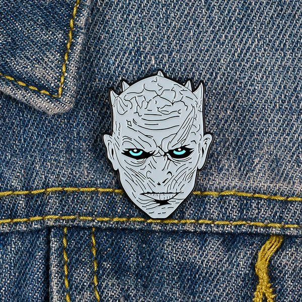 The Mask Of The Night King In The Game Of Rights Brooch Pin With Chain Button Badge Cartoon Jewelry Gift For Friends Kids