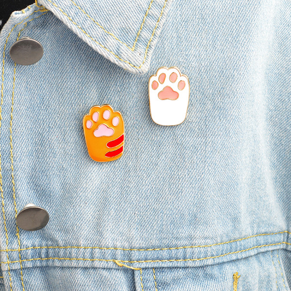 Brooches & pins Pet paw print enamel pin Cat dog paw jewelry Animal lover button icon decorating badge backpack