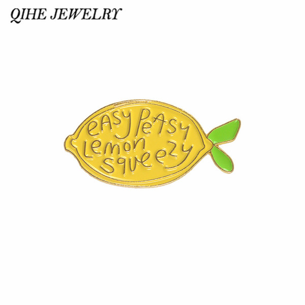 QIHE JEWELRY Lemon pin Yellow Lemon Fruit Kawaii Brooches Badges Lapel pins Brooches for men women children