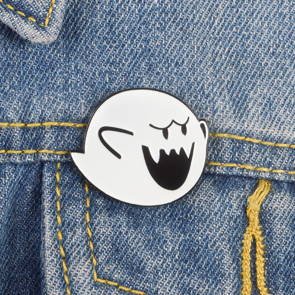 Cartoon Lapel Pin Boo Ghost Enamel Brooches Game Pins Denim Bag Buckle Button Badge Punk Jewelry Gift For Friends