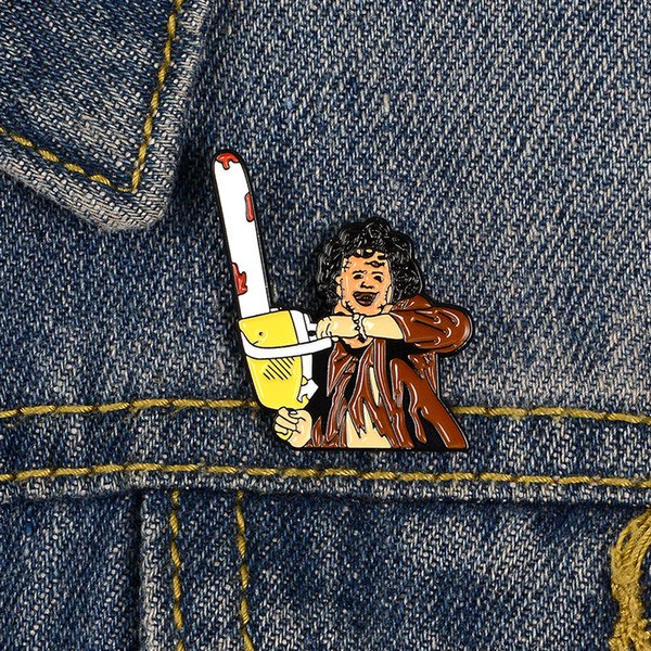 Lapel Pin Lumberjack With Saw Enamel Brooches And Pins Clothes Badge Punk Jewelry Gift For Friends