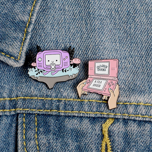 Lapel Pin Cartoon Handheld Game Machine GAME OVER Gamepad Enamel Pins and Brooches Backpack Badge Gift Friend