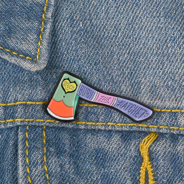 Cartoon Hatchet Enamel Pin Peace Lapel Pin Purple Aex Pin Heart Badges Brooches Cute Jewelry Gift For Friends