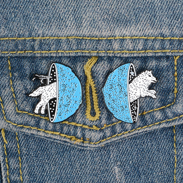 Two Different Styles: One Is A Coyote Running Outwards And The Other Is A Brooch That Drills Inwards Gift For Friends