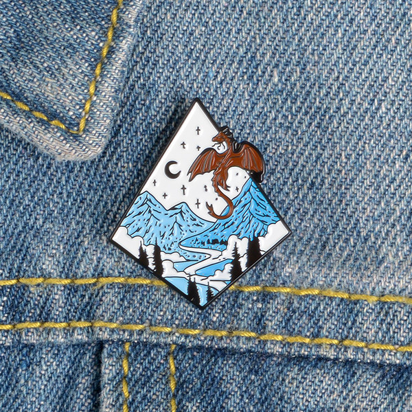 The Melting Snow And Ice In The Mountains Enamel Brooches Pins For Clothes Bag Punk Jewelry Gift For Friends