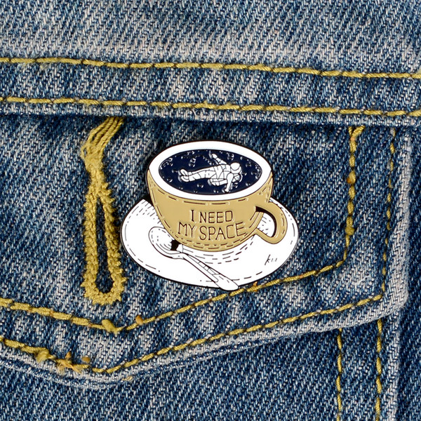 A Set Of Cups For Drinking Coffee, A Sentence Written On The Cup, An Astronaut's Brooch Lying In The Cup Gift For Friends