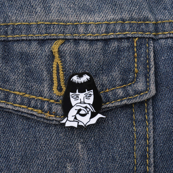 Girl Crying Skeleton Brooch Enamel Pin Black White Lapel Pins And Brooches Punk Jewelry Gift For Friend