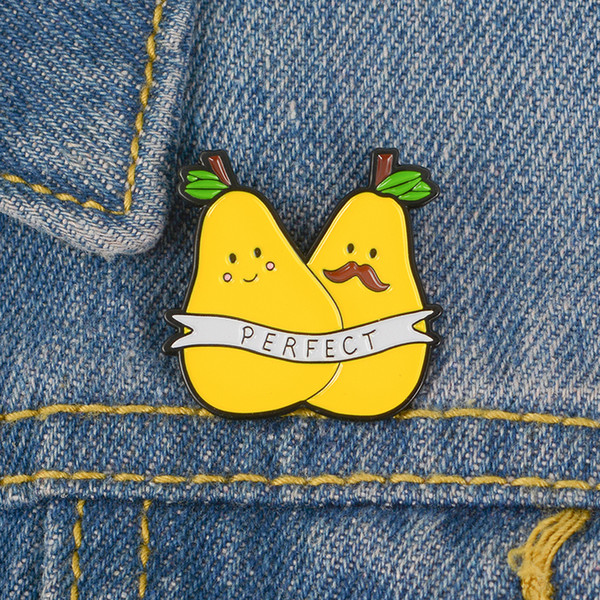 Perfect Yellow pear Pin Small eyes Playful beard Brooch Cute fruit Enamel Badge Best gift for lovely people Jewelry