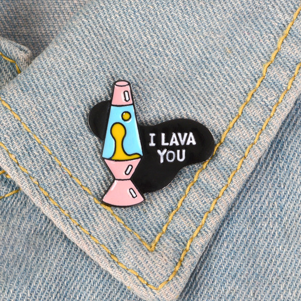 I lava You Enamel Pin Cartoon Pink lava lamp brooch love like lava Jewelry Gift for Couple in love