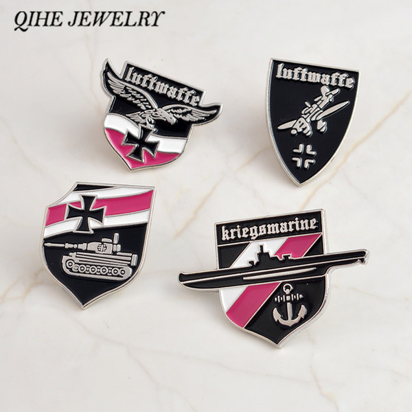 QIHE SIERADEN WW2 Pin Broches Badges Revers pin Luftwaffe Kriegsmarine Duitse Luchtmacht Tank Vechter Oorlogsschip Sieraden