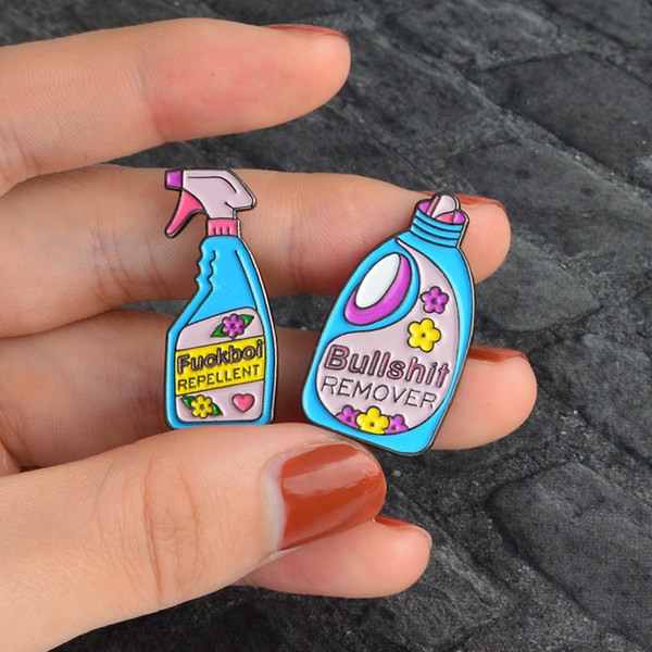 QIHE SIERADEN Pins en broches cartoon remover, XX repellent grappige schoonmaken pin Badge Emaille pins Broche Revers pin