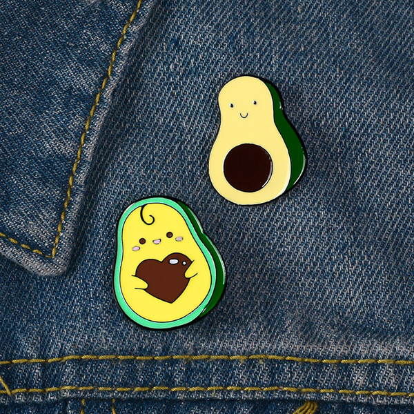 Enamel Pin Set Avocado Holding Heart Denim Clothing Backpack Lapel Pin Button Badge Cartoon Jewelry Gift For Friends Kids