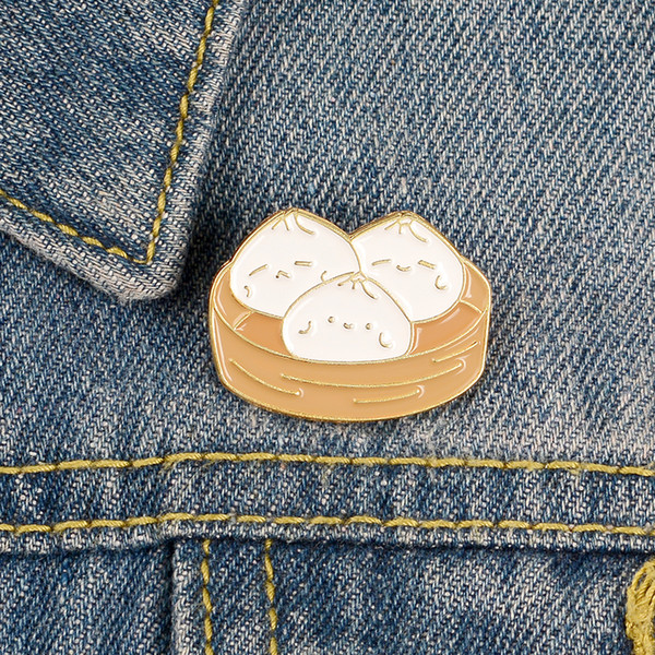 Lapel Pin Steamed Dumplings Peak Enamel Brooch Mini Pin Clothes Badge Cute Jewelry Gift For Friends Kids