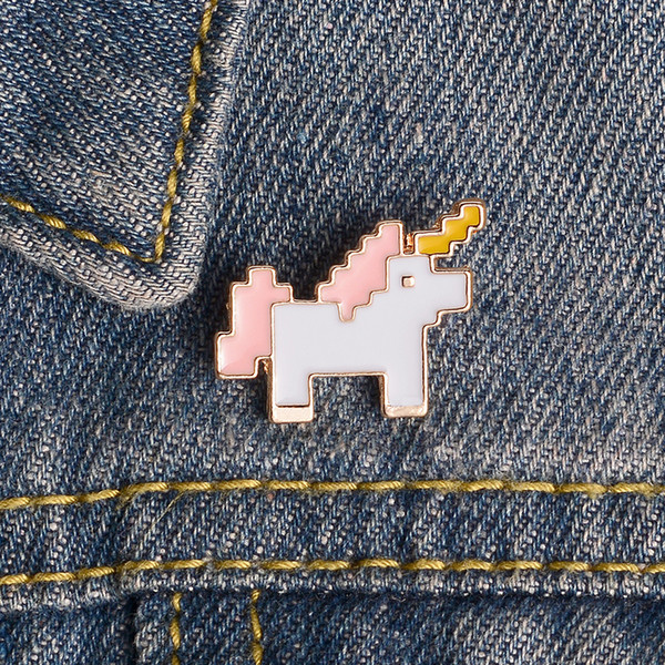 Cute Lapel Pin Small White Horse Enamel Brooch Clothes Bag Badge Cartoon Jewelry Gift For Friends Kids