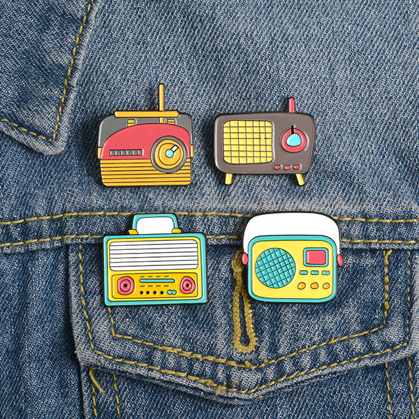 Different Models Cartoon Portable Radio Enamel Pins Lapel Pins And Brooches Badges Clothes Bag Pins Jewelry Gift For Friends