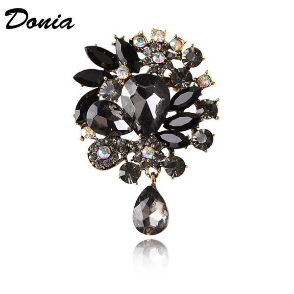 Donia jewelry European and American popular water drop Brooch beautiful flower brooch gift Brooch birthday coat scarf accessories