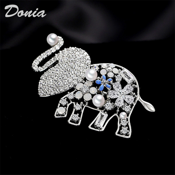 Donia jewelry European and American popular elephant Brooch copper micro inlaid zircon Brooch gift Brooch Christmas coat scarf accessories