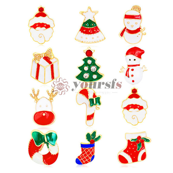 Yoursfs Christmas Series Set Brooch Alloy Drops Christmas Corsage 12pcs Small Collar Clothing Accessories