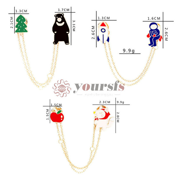 Yoursfs 3PCS cute brooch 18k [bear and tree] fashionable chain brooch funny animal brand brooch christmas accessory student gift