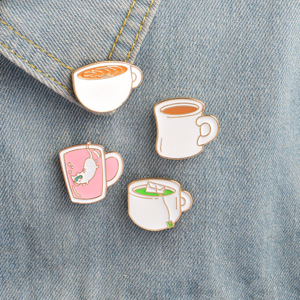 Brooches & pins Coffee cup tea cup tea party pin collar clips Feminist lapel pin Gift for girls children