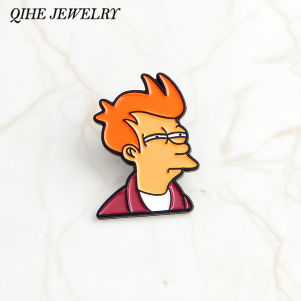 QIHE SIERADEN Futurama Philip J. Fry Pin TV Show Pin Broches Harde emaille pin Badges Speld Broches voor mannen vrouwen