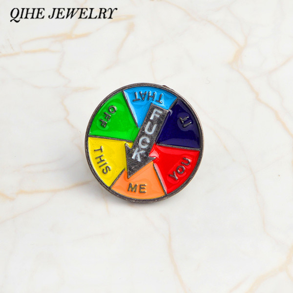 QIHE JEWELRY Spinning decision enamel pin Hard enamel lapel pin Badges Brooches Backpack Hats Accessories Funny pins