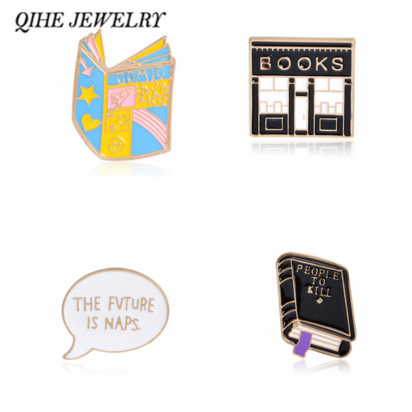 QIHE JEWELRY lapel pin Letter paper bookstore message books 