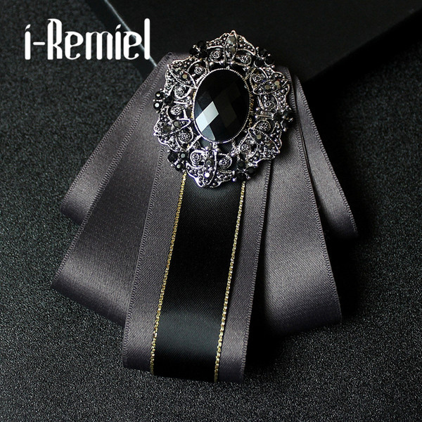 i-Remiel Fabric Bow Brooch for Men Wedding Dress Shirt Collar Decoration Accessories Rhinestone Pins And Brooches Badge Broche