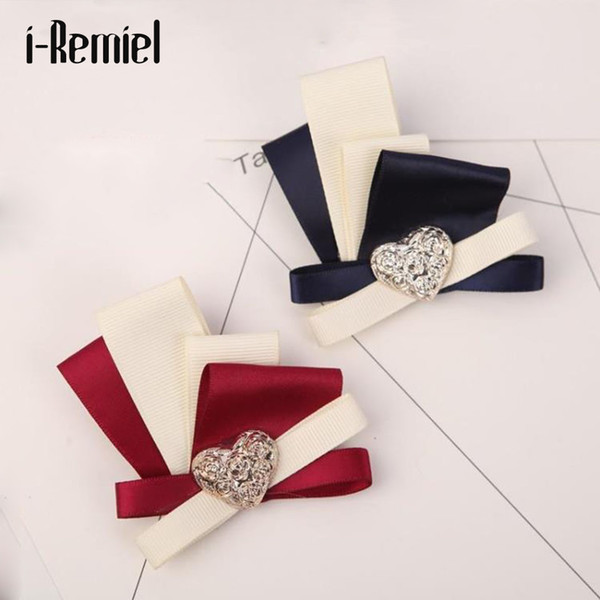 i-Remiel Bowtie Bowknot Brooch Metal Ribbon Cloth Art Velvet Flower Glod Pins And Brooches Suit Ladies Broaches Broche Badge Men