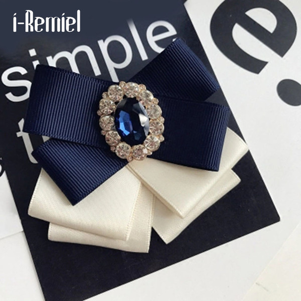 i-Remiel Bowties Bowtie Brooch Flower Metal Fabric Glod Pearl Pins And Brooches Corsage Ladies Broaches Broches Lapel For Women