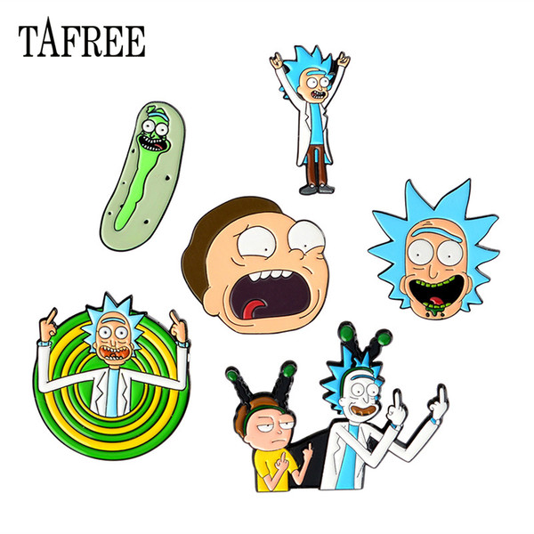 TAFREE Hot Rick And Morty Lapel Pins Colorful Enamel Brooches Korean Style Carton Badge Party Christmas Gift Jewelry Personality Accessories