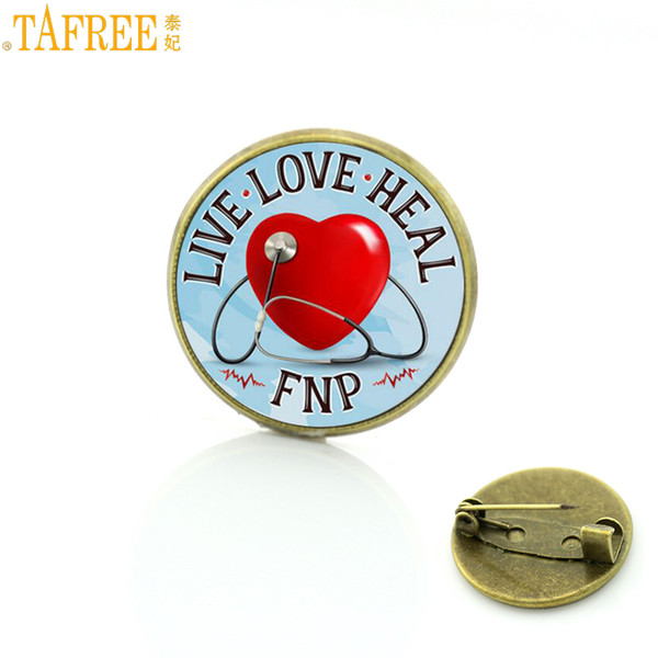 TAFREE Live Love Heal brooches FNP family nurse practitioner RN Registered Nurse jewelry badge brooch pins doctor charms CT229