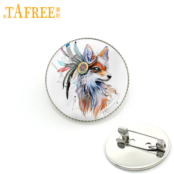 TAFREE Flower Fox Brooch Woodland Creature wild animals Pins elegant charming winter style kids girls women jewelry A268