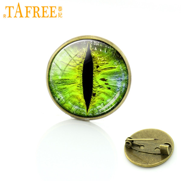 TAFREE Exquisite green evil eyes pins Novelty dragon eye badge eyeball brooches fashion men women jewelry friends gift T412