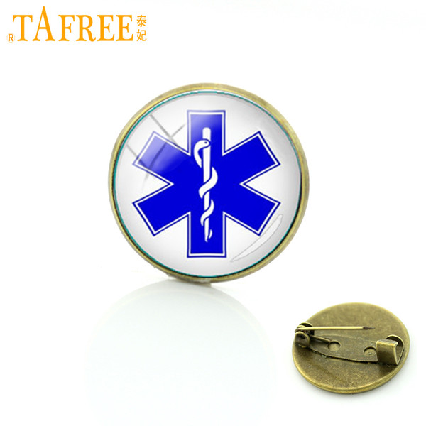 TAFREE Exquisite star of life brooches pins Diabetic Medical Alert Dentist Doctor badge women yoga mandala jewelry T807