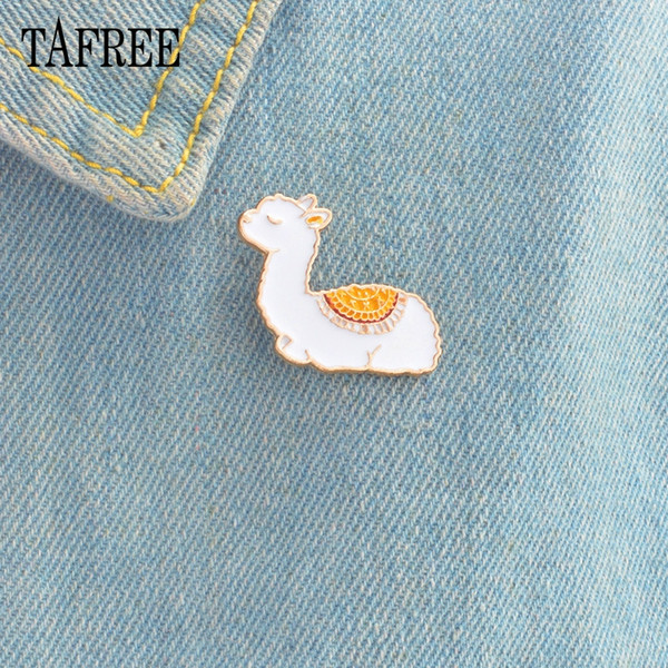 TAFREE America Camel Lapel pin Cute Baby Llama Brooch Animal alpaca Badge Hard Enamel For Hat Bag Jeans Shirt Jewelry Girl Boy