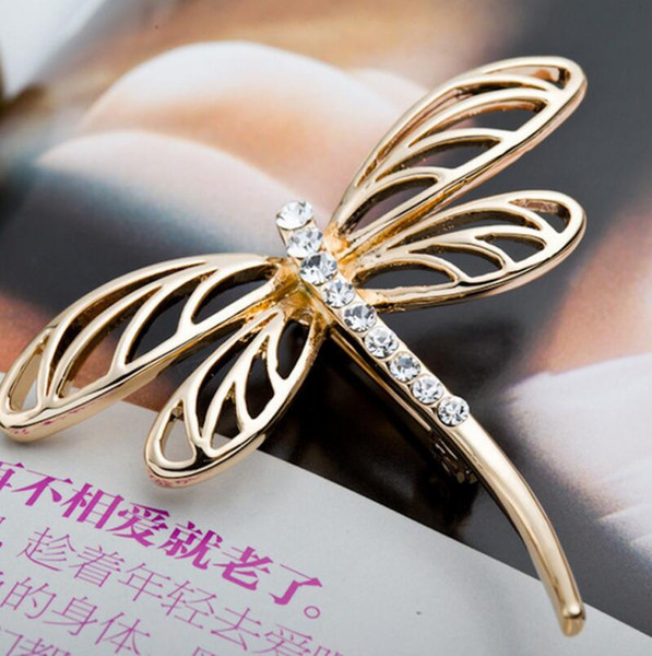 Women Men Classic Dragonfly Brooch Exquisite Alloy Crystal Rhinestone Brooch Pin Wedding Party Vintage Scarf Clip New