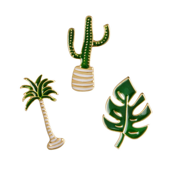 Lovely Badge Cactus pin Plant Potted Collar Shoe Lips Enamel Brooch Coconut Tree Cactus Leaves brooches Decorative Clothing Cartoon Pins