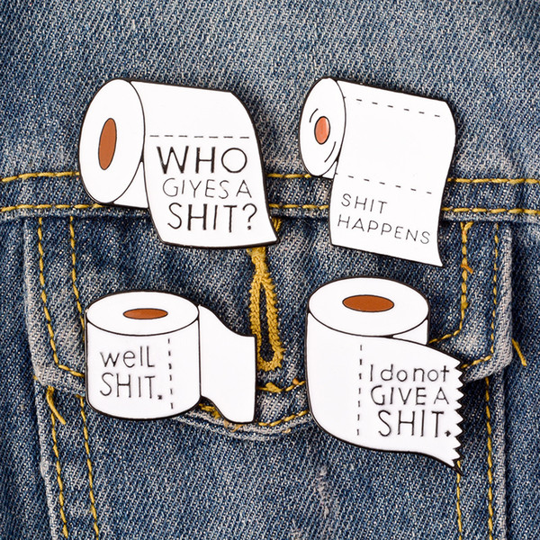 Enamel Toliet Paper Brooch Pins Well Shit Happens Brooch Badge Papel Pin Fashion Jewelry Will and Sandy Drop Ship