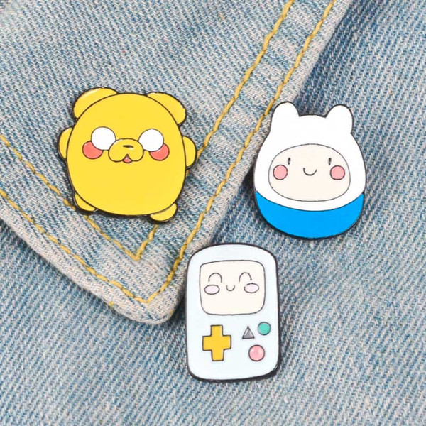 Adventure Time BMO brooch Enamel pin Finn and Jake brooches Bag Clothes Lapel Pin Button Badge Cartoon Jewelry for kid drop ship