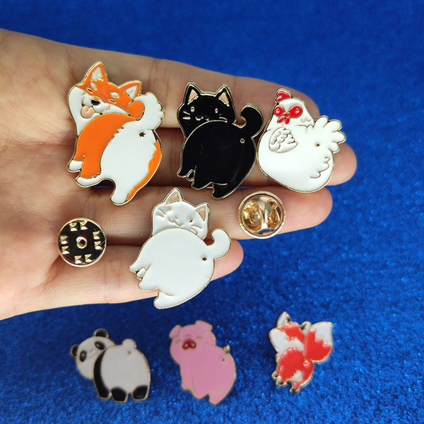 luxury designer brooches Enamel Animal Brooch Pin Cute Dog Cat Pig Fox Brooche Lapel Pins Badge Fashion Jewelry drop shipping