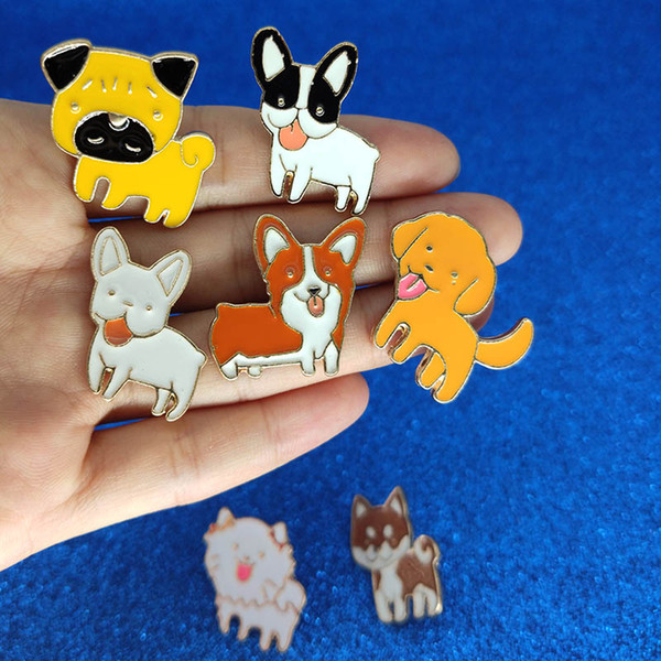 fashion cute Cartoon Enamel Pin Set Cute Dog Cat Poodle Teddy Husky Lapel Badge Brooch Pet Lover Children Jewelry for women DROP SHIP 370024