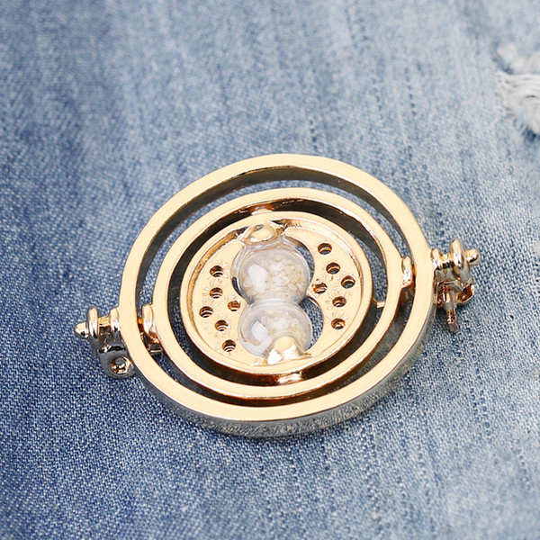 Time Turner Brooch Gold Sand Glass Hourglass Brooch Pins for Fans Fashion Jewelry 2019 hot sale Drop Shippin