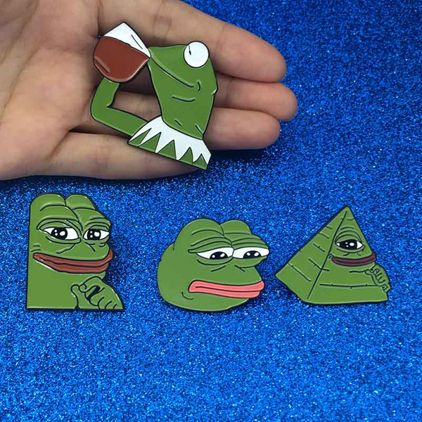 Frog Pepe Pin Feels Bad Man Brooch Sad Frog Lapel pin Feels Good Man Badges Pop Culture Pins Frog Jewelry drop ship