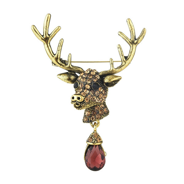 European And American Vintage Brooch Animal Elements Clothing Pins Daily Wild Versatile Diamond Sika Deer Brooch Manufacturers Wholesale