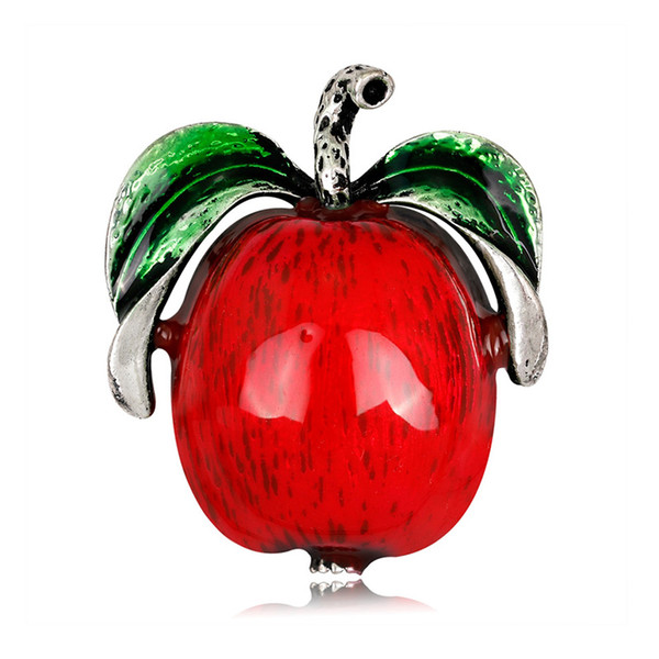 High Quality Custom Fashion Brooch European And American Personality Alloy Dripping Apple Brooch Japanese And Korean Hot Dress Accessories