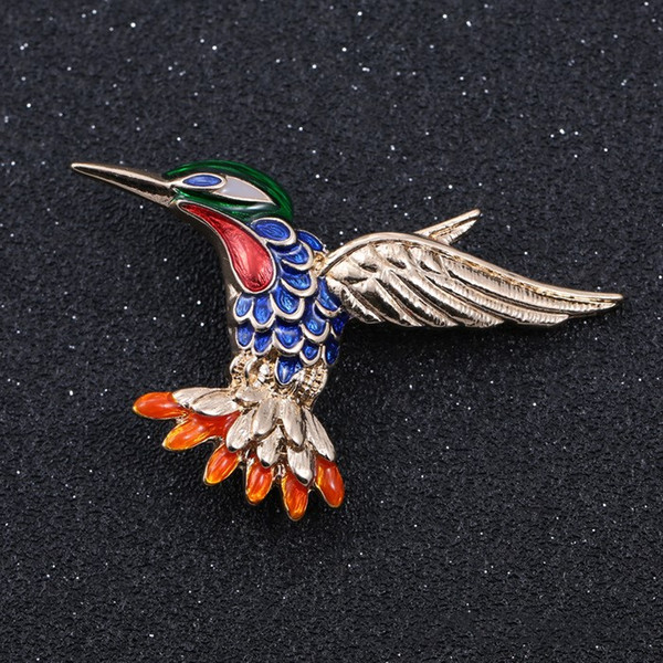 Europe And The New High-End Drop Oil Color Hummingbird Brooch Wholesale Wild Brooch The Pin Color Clothing Wholesale Men And Women