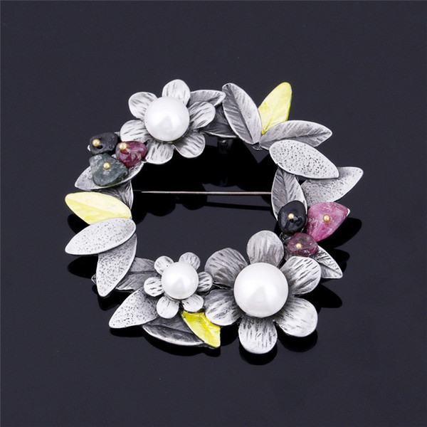 Boutique Premium Pearl Crushed Stone Brooch Fashion Wild Bauhinia Flower Corsage Factory Outlet Scarf Button with Jewelry