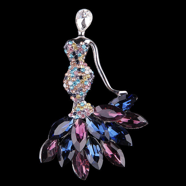 New European And American Fashion Crystal Mermaid Brooch Pin Korean Wild Women Personality Corsage Pin Sweater Accessories