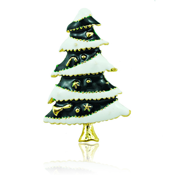 Wholesale High Quantity Brooches Pins Fashion Enamel Christmas Tree Gold Plated Brooches Weddings Christmas Decoration Jewelry